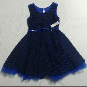 NEW blue black sleeveless tulle lace party dress